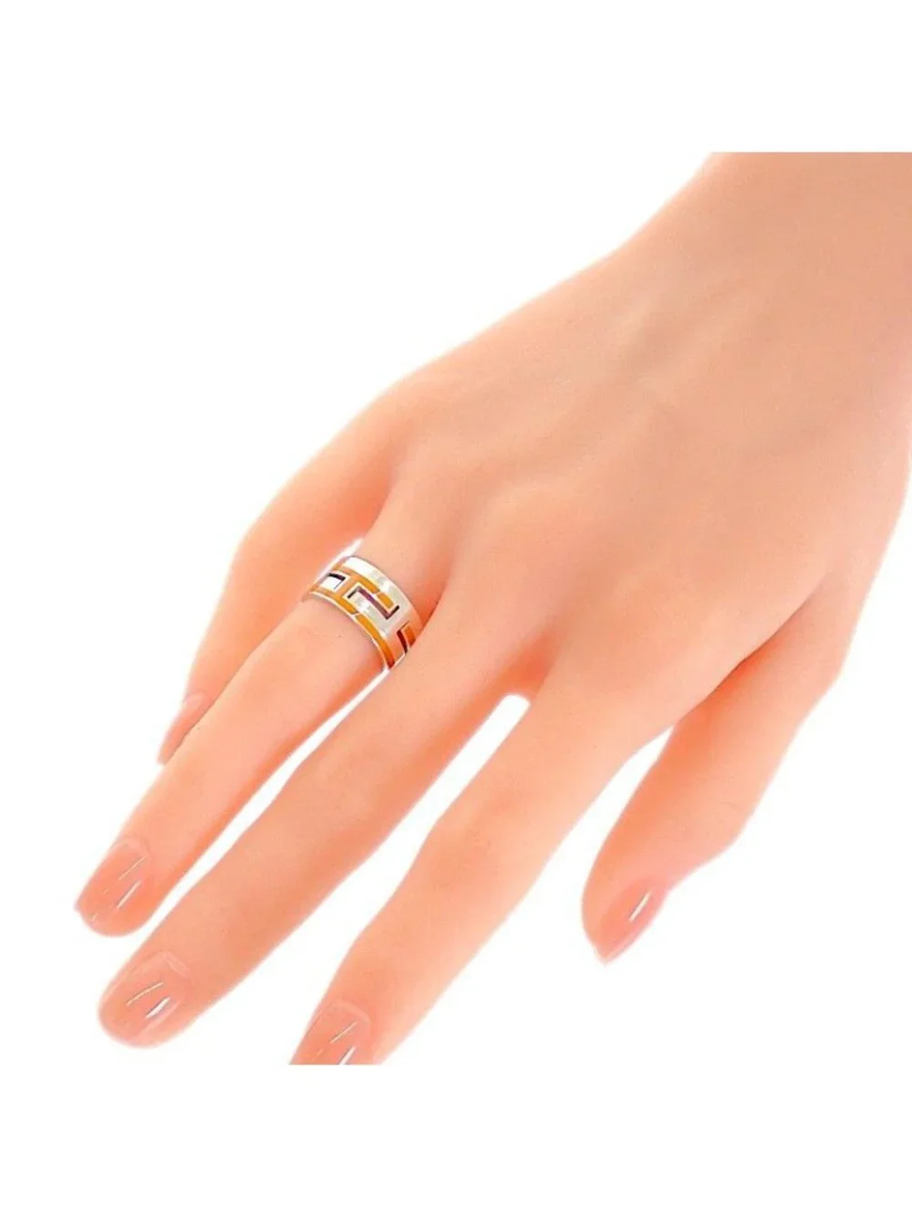 Hermes Move Ash Ring 53 925 Sterling Silver Orange